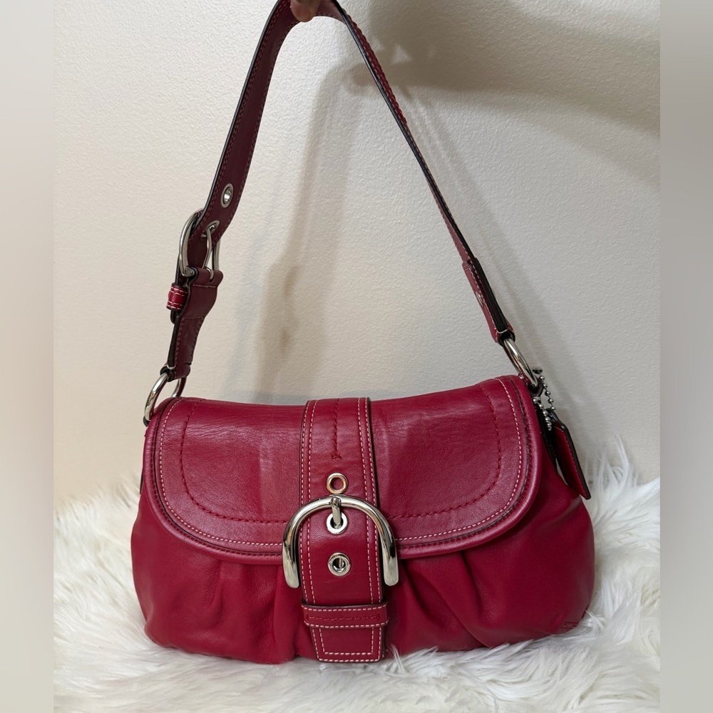 Coach Cherry Red Leather Shoulder Bag #F15204 - Picture 3 of 15